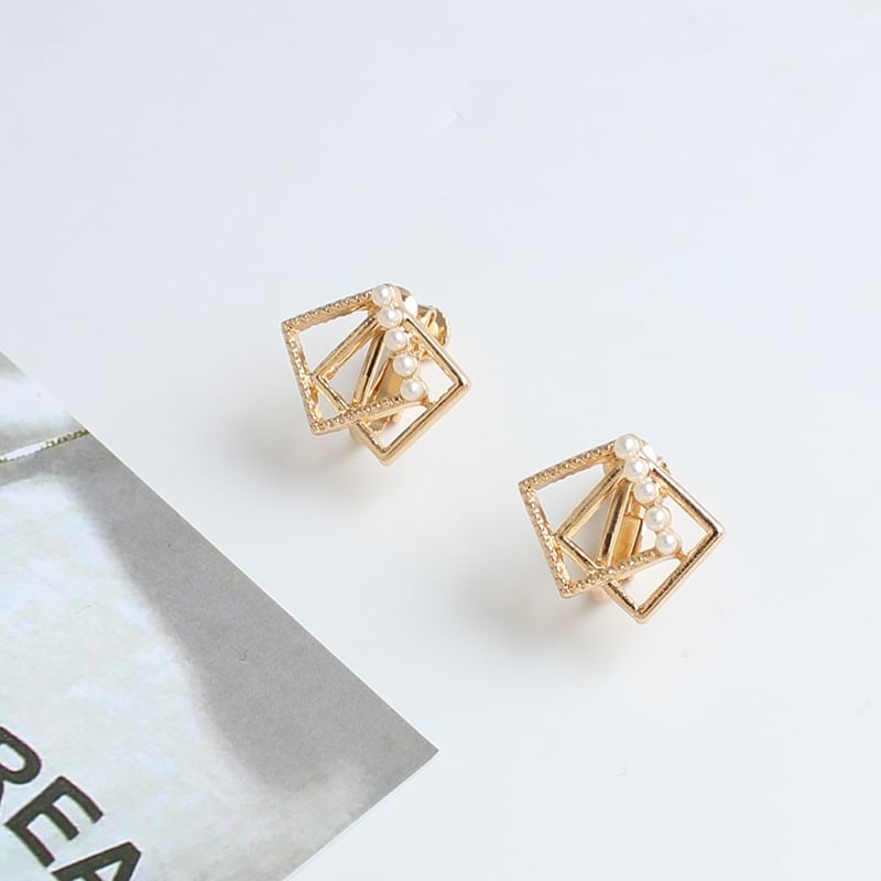 Faux Pearl Square Stud Earring