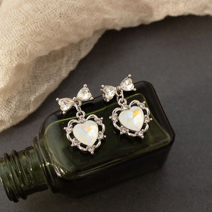 Rhinestone Heart Drop Earring