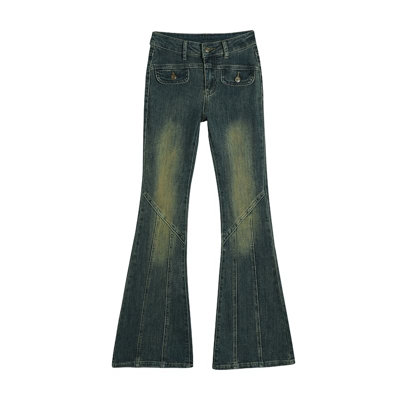 High Rise Washed Flared Jeans (Various Designs)