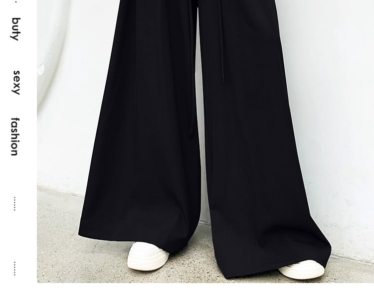 High Rise Plain Wide Leg Pants (Various Designs)
