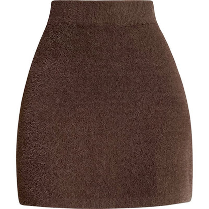 High Rise Plain Fluffy Mini Pencil Skirt
