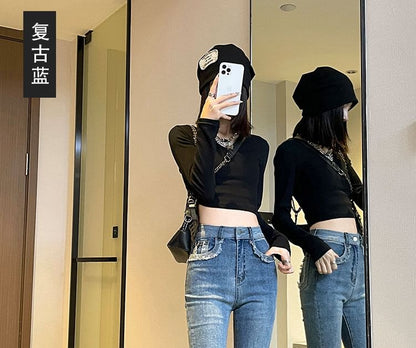 High Waist Fringed Hem Flared Pants (Various Designs)