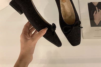 Square Toe Bow Flats