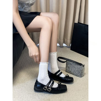 Square Toe Bow Mary Jane Shoes