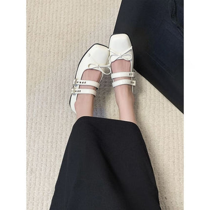 Square Toe Bow Mary Jane Shoes