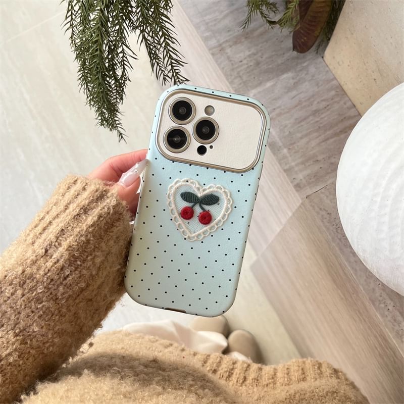 Cherry Embroidered Phone Case