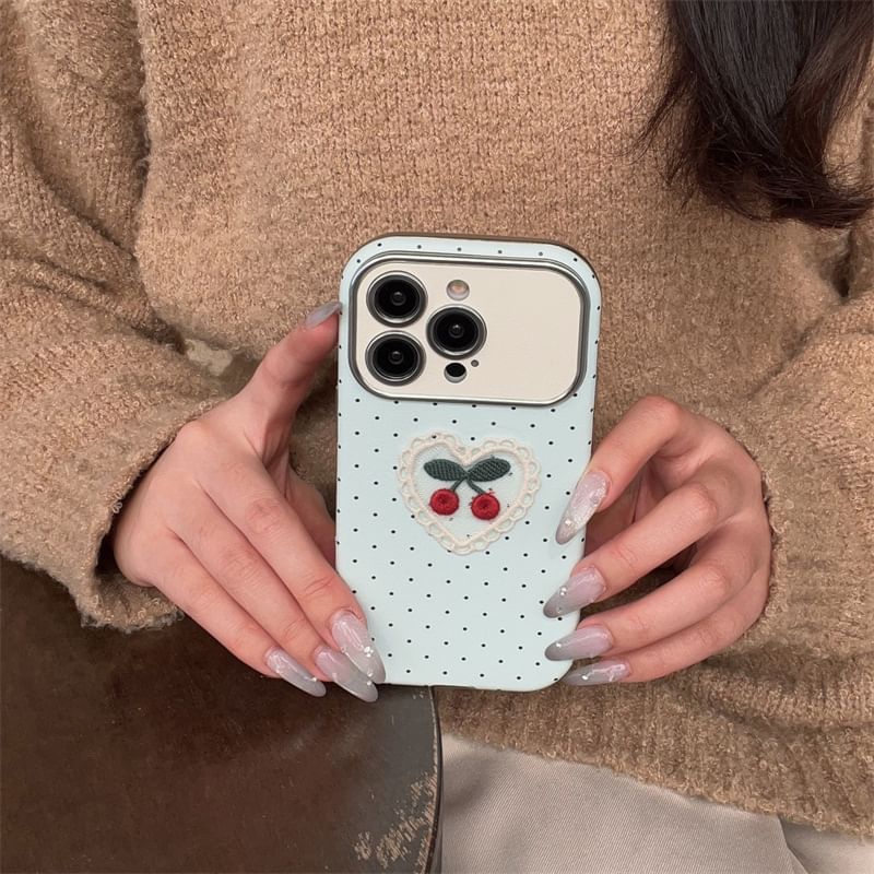 Cherry Embroidered Phone Case