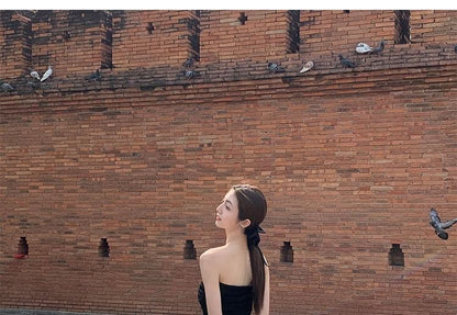 Short Sleeve Off-Shoulder Solid Maxi Flared Gown