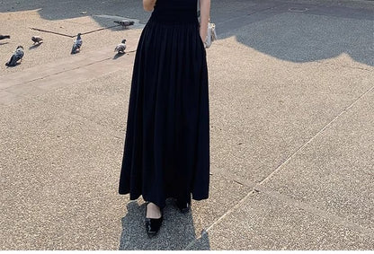 Short Sleeve Off-Shoulder Solid Maxi Flared Gown
