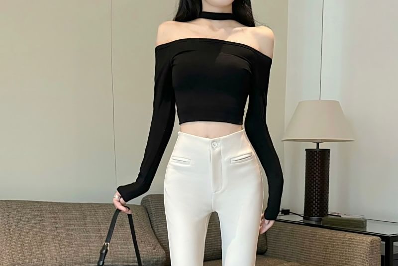 High Rise Plain Bootcut Pants