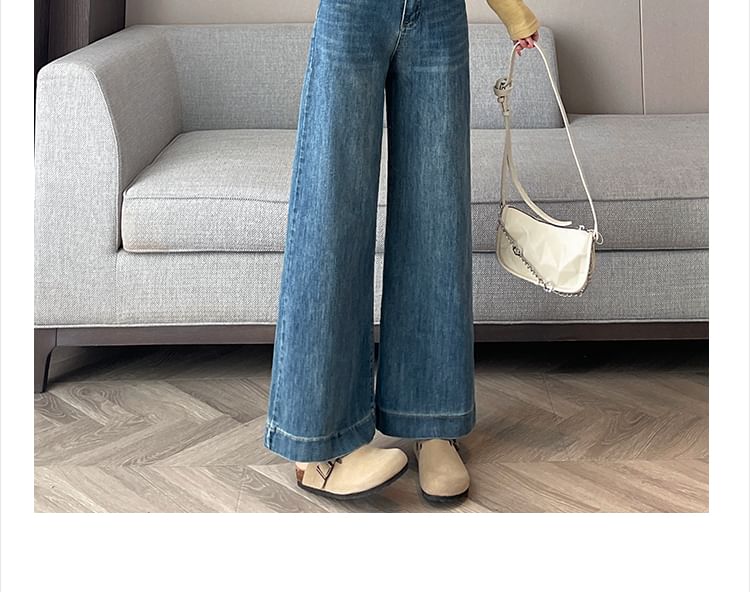 High Waist Washed Cropped Wide Leg Jeans (Various Designs)
