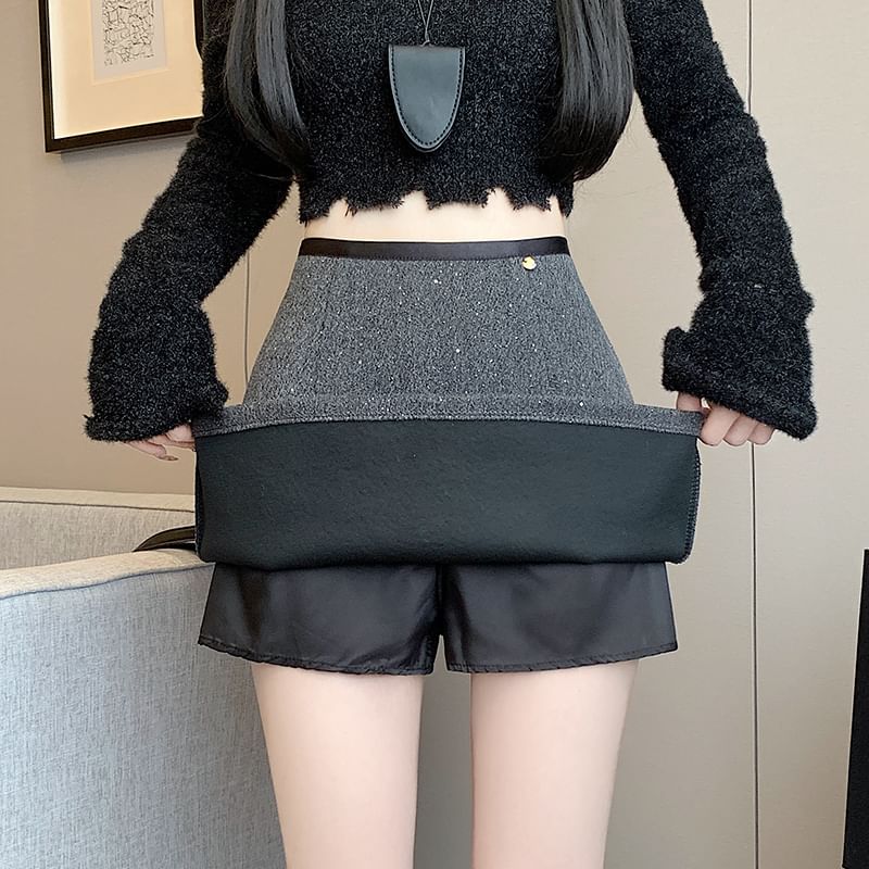 High Rise Sequin Mini A-Line Skirt