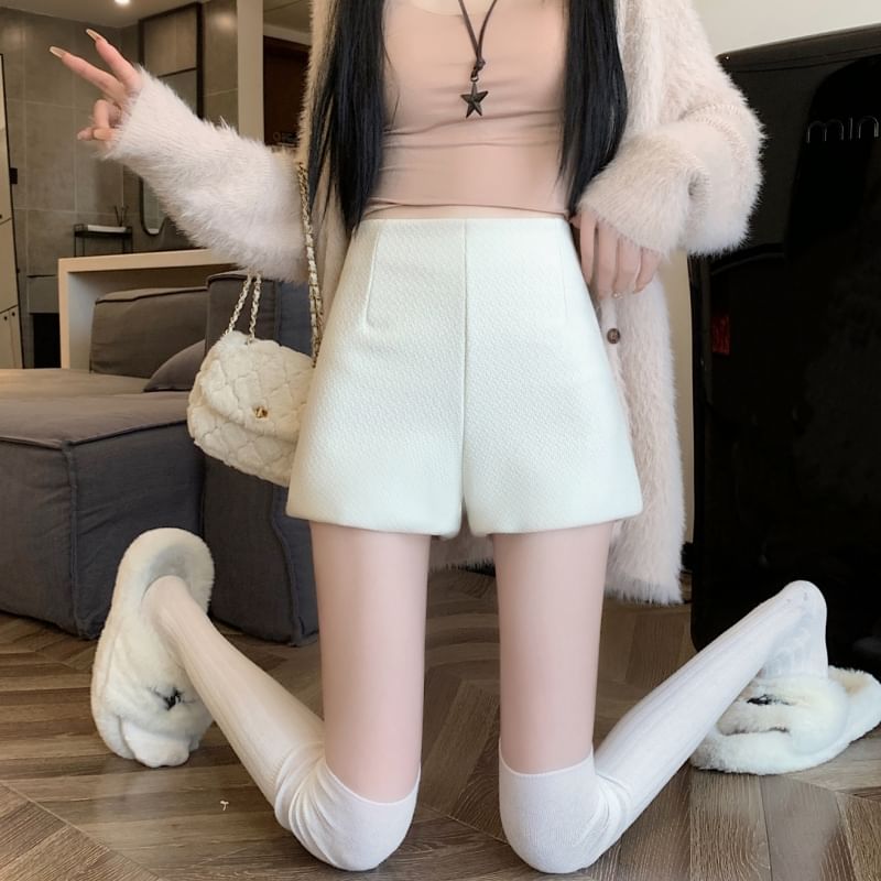 High Waist Plain Wide Leg Shorts