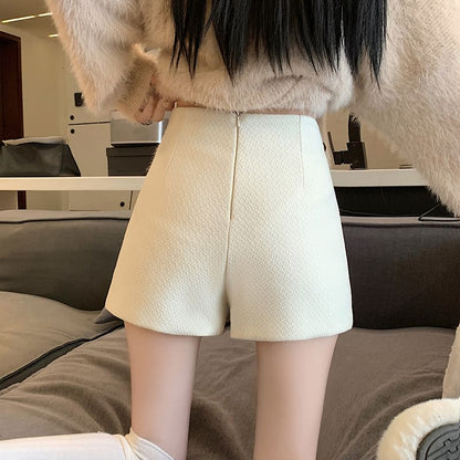 High Waist Plain Wide Leg Shorts