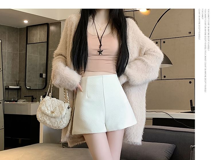 High Waist Plain Wide Leg Shorts