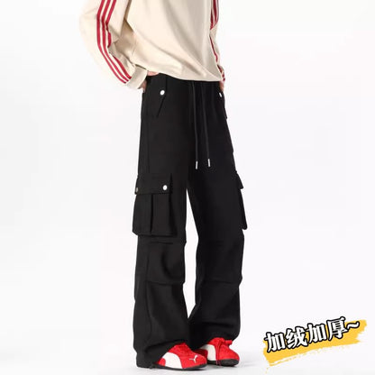 Mid Rise Corduroy Wide Leg Cargo Pants