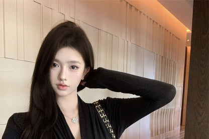 Shawl Tie Plain Waist Cardigan Collar