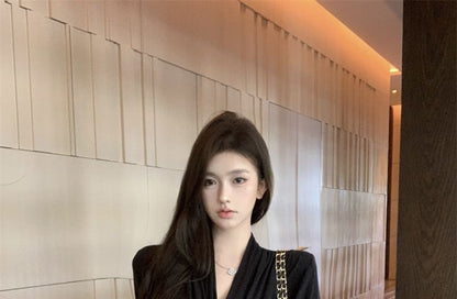 Shawl Tie Plain Waist Cardigan Collar