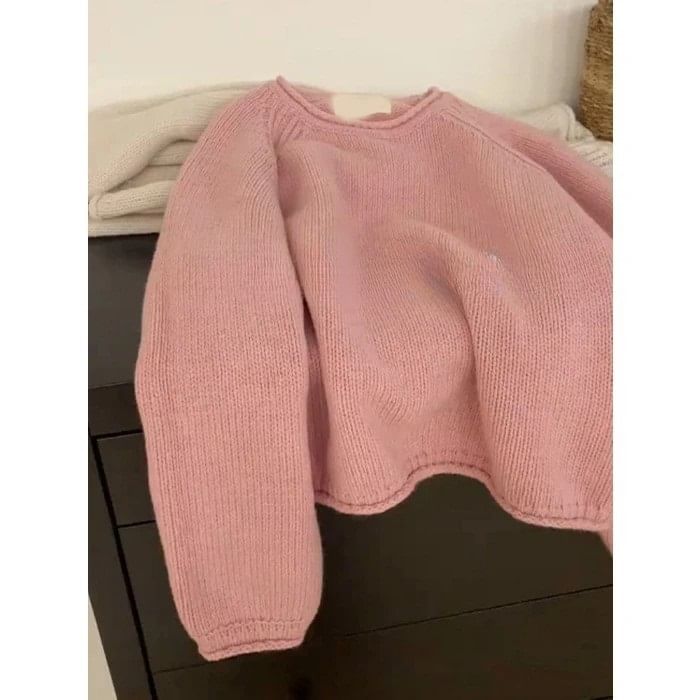 Crew Neck Plain Sweater
