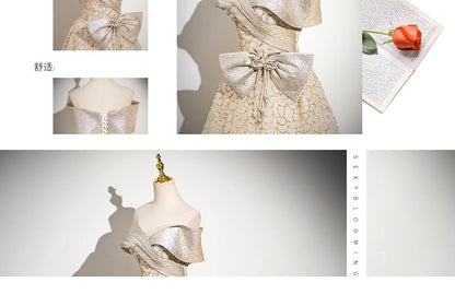 Patterned A-Line Sequin Ball Strapless Gown