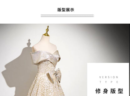 Patterned A-Line Sequin Ball Strapless Gown