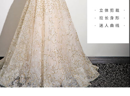 Patterned A-Line Sequin Ball Strapless Gown