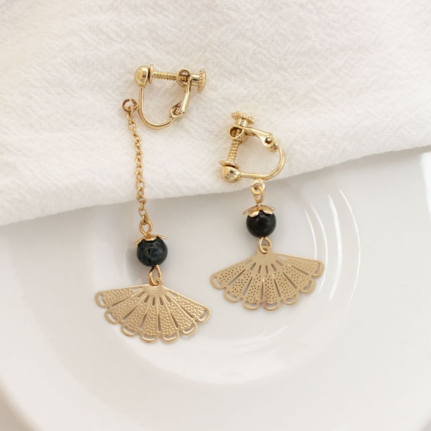 Fan Asymmetrical Drop Earring / Clip On Earring