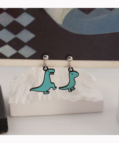 Cartoon Dinosaur Asymmetrical Clip On Drop Earring