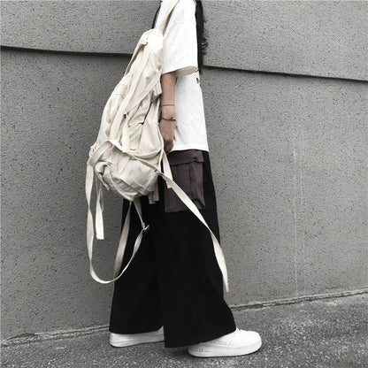 High Waist Two Tone Wide Leg Cargo Pants