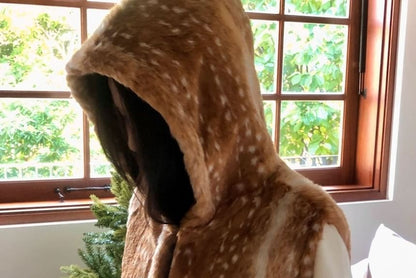 Deer Print Faux Fur Hooded Vest