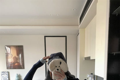 Collar Two Tone Cable-Knit Mock Two-Piece Cropped Sweater