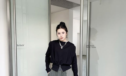 Elastic Waist Patchwork Fringed Washed Denim Culottes