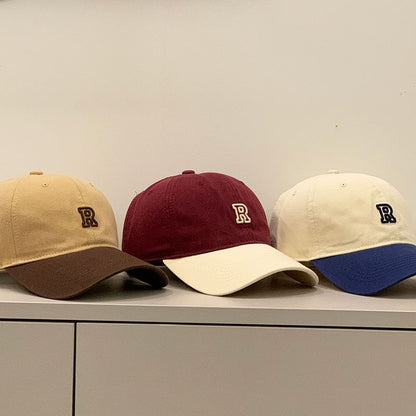 Lettering Embroidered Two Tone Baseball Cap