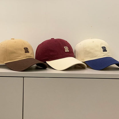 Lettering Embroidered Two Tone Baseball Cap