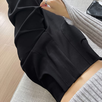 High Rise Plain Loose Fit Suit Pants (Various Designs)