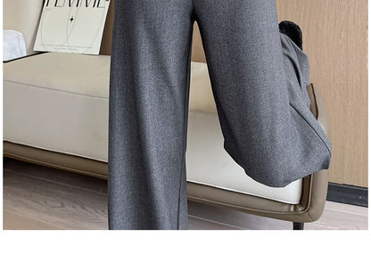 High Rise Plain Loose Fit Suit Pants (Various Designs)