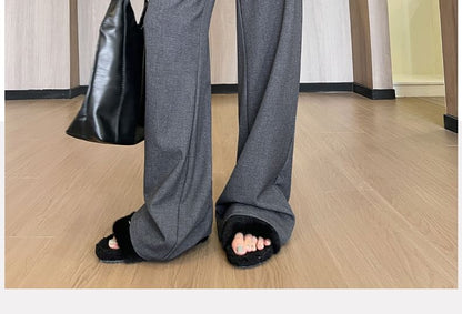 High Rise Plain Loose Fit Suit Pants (Various Designs)
