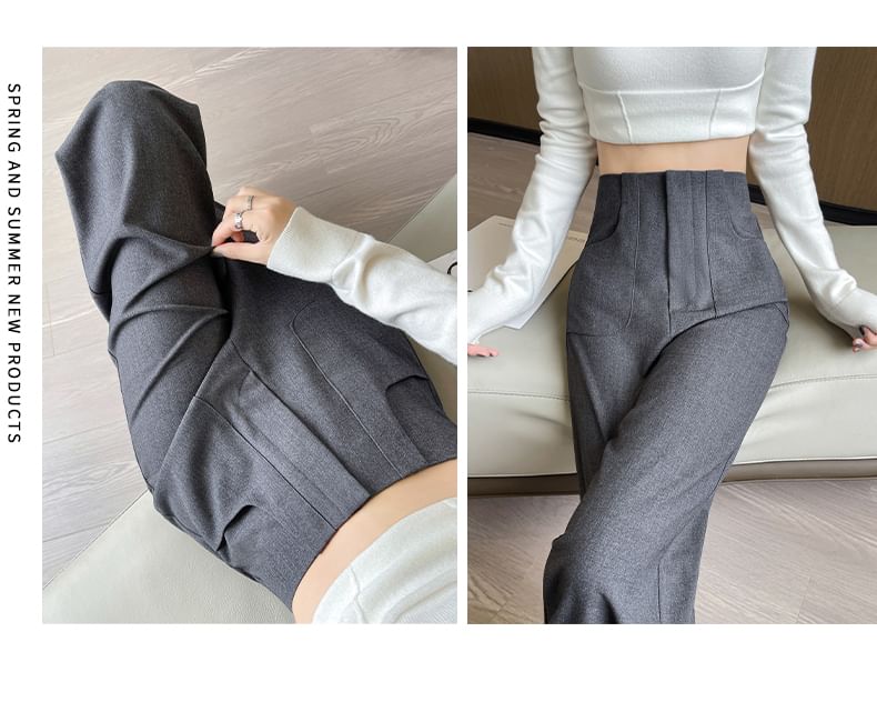 High Rise Plain Loose Fit Suit Pants (Various Designs)