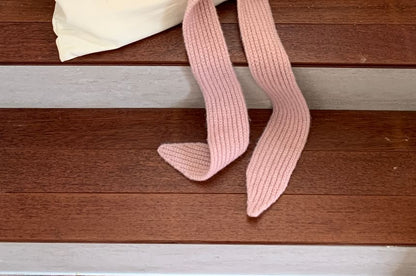 Plain Applique Lace-Up Ribbed Knit Balaclava