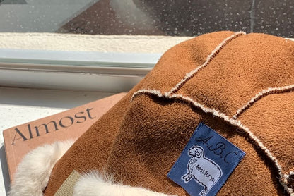 Plain Applique Fluffy Trim Trapper Hat