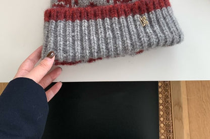 Patterned Pom Pom Beanie