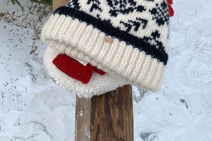 Patterned Pom Pom Beanie