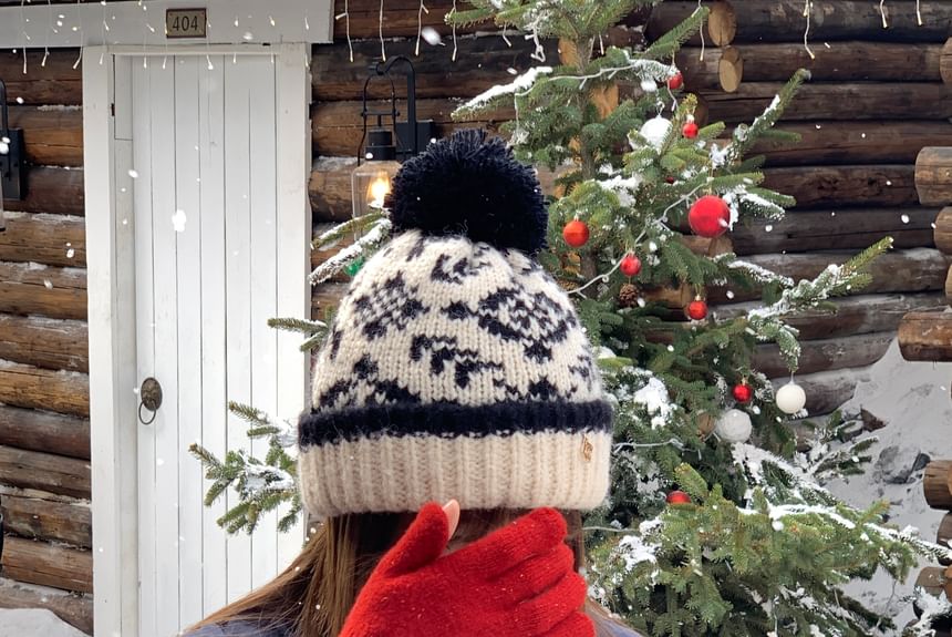 Patterned Pom Pom Beanie