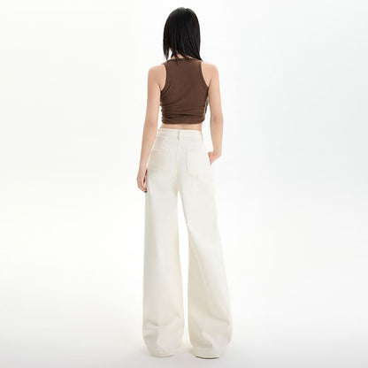 High Rise Washed Wide Leg Jeans (Various Designs)