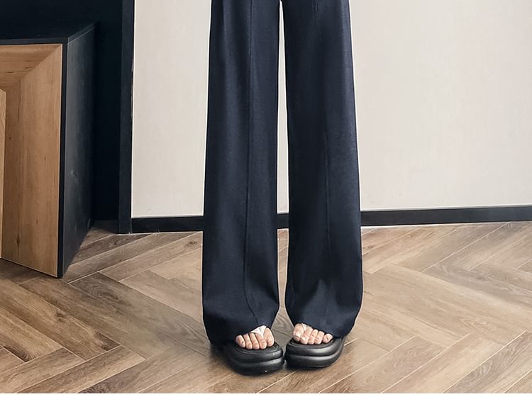 High Waist Plain Wide Leg Dress Pants