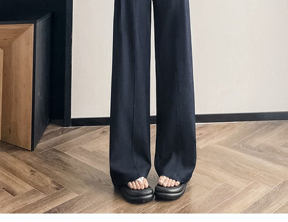 High Waist Plain Wide Leg Dress Pants