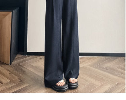 High Waist Plain Wide Leg Dress Pants
