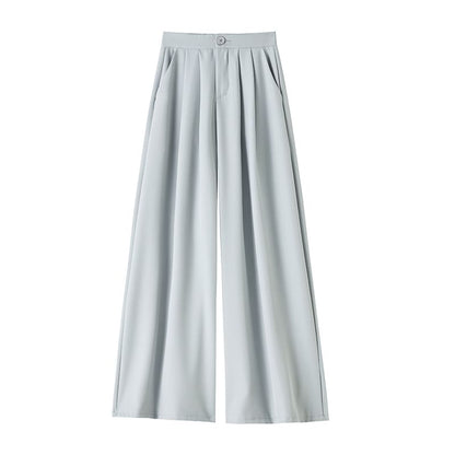 High Rise Plain Wide Leg Slacks (Various Designs)