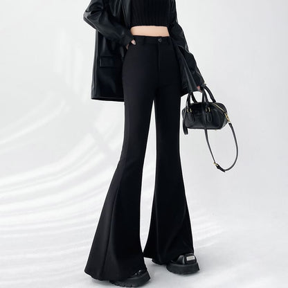 High Waist Plain Flared Dress Pants (Various Designs)