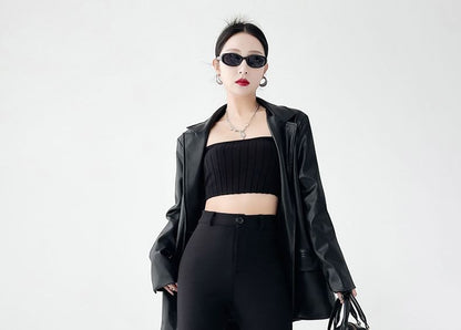 High Waist Plain Flared Dress Pants (Various Designs)